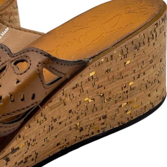 Clarks Cork Wedge Sandals Boho Laser-Cut Thong Sandals 8.5 Resort Festival - Picture 8 of 12